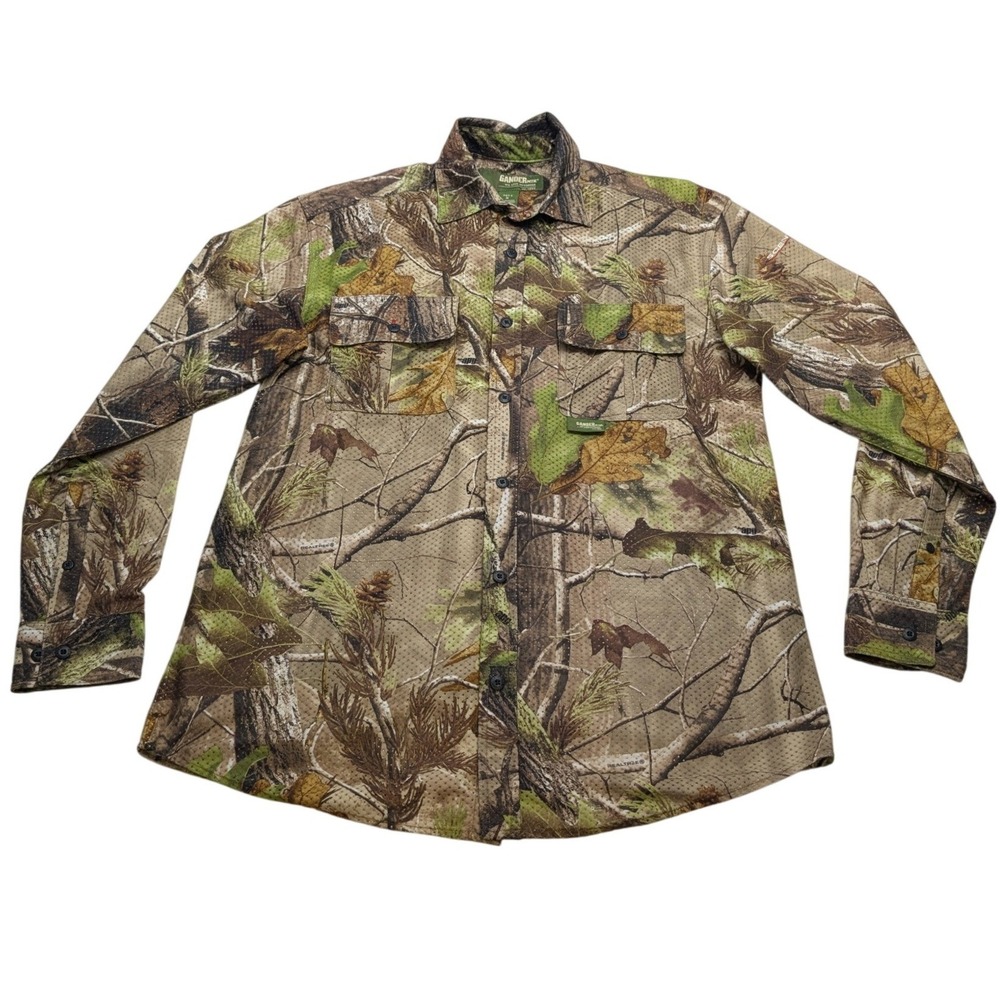 Gander Mountain Hunting Shirt Mens Medium Brown RealTree Camo ScentCore Mesh